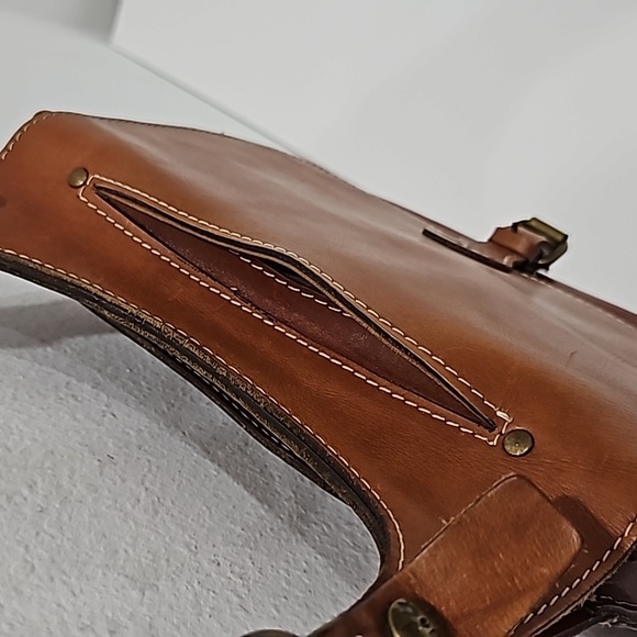 Patricia Nash London saddle, vegetable tan crossbody purse handbag spacious - Picture 6 of 13